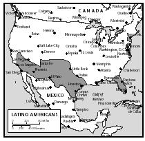 The states with the largest populations of Latino Americans are California, Arizona, New Mexico, Florida, and New York.